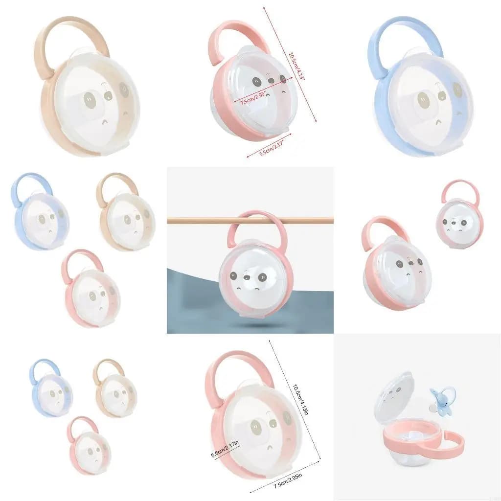 Baby Pacifier Storage Box Cartoon Pattern Pacifiers Nipple Transparent Dust Box L8RB