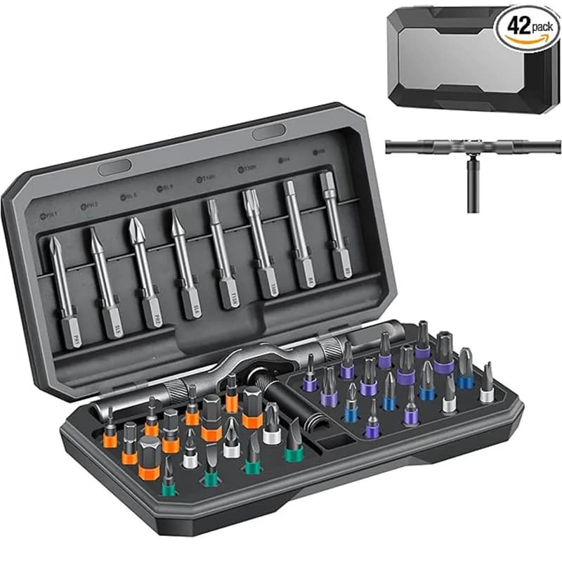 Set di Cacciaviti Magnetici 42 in 1, Kit di Riparazione Portatile con Cricchetto Multibit per Mobili, Computer, Biciclette, Fai-da-Te