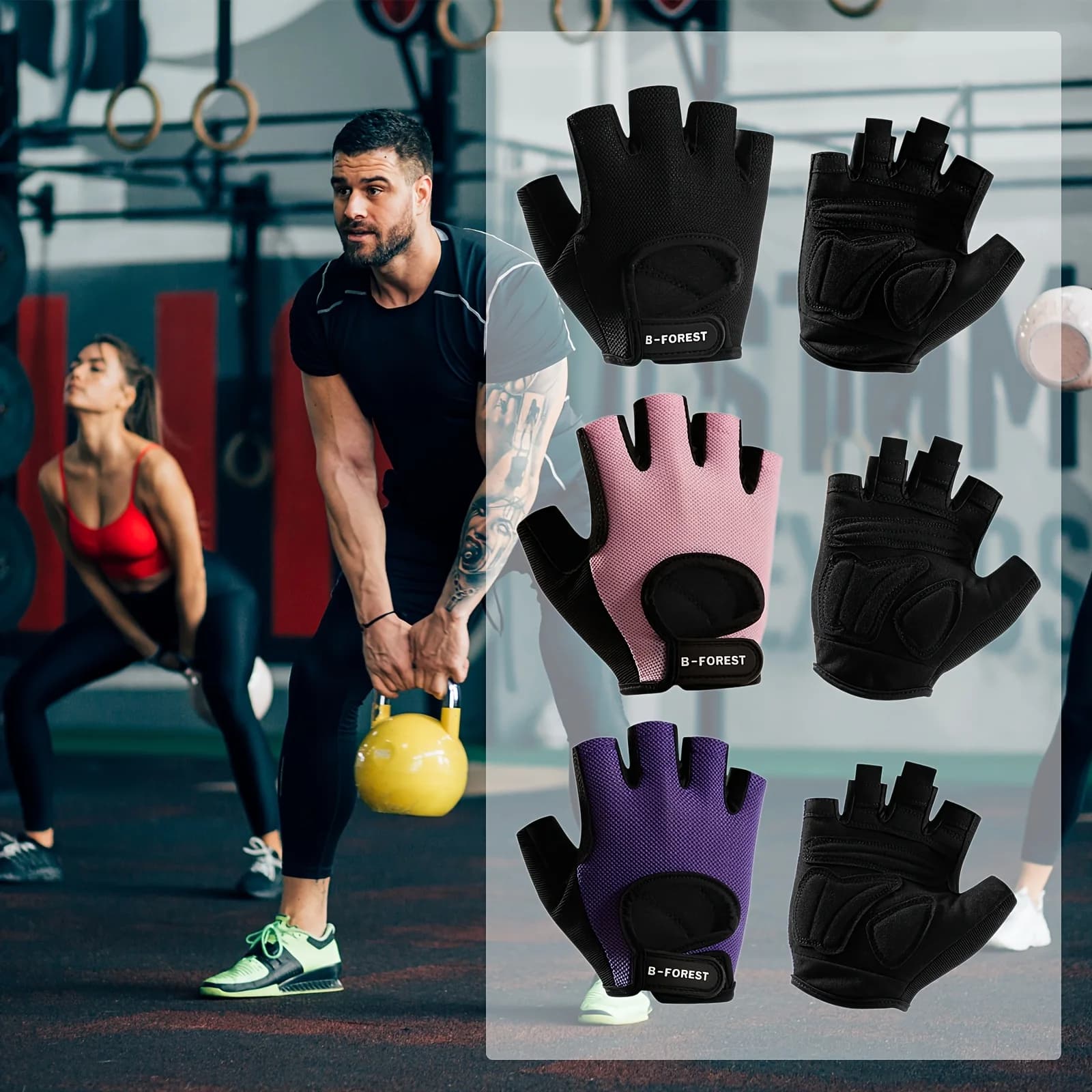 1 pair of half finger gloves for women fitness gym anti-slip gloves with gym gel bearing cycling gloves without finger bicycle accessories