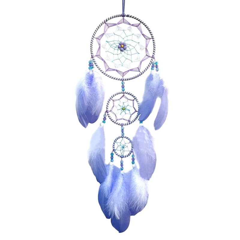 AEE6-Purple Dream Catcher Feather Dream Catchers For Bedroom Dream Catcher For Wall Hanging Decor Art Ornament Craft Gifts