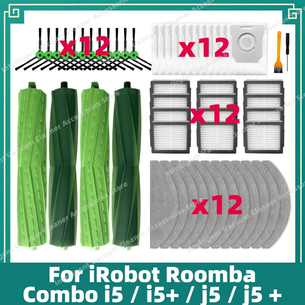 Compatible with the robot vacuum cleaner iRobot Roomba Combo i5 / i5+ / j5 / j5+ main and side brush HEPA Filter Accessories Spare parts