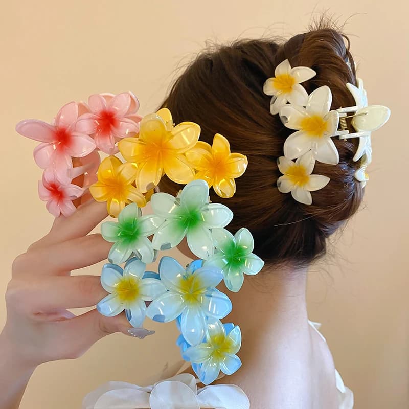 Clip per squalo girasole dopamina Clip per capelli con fiore sfumato dolce Clip per capelli treccia coda di cavallo per acconciature per vacanze al mare per ragazze