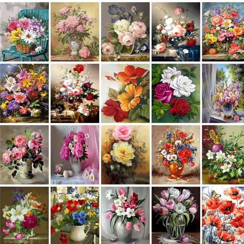GATYZTORY pittura acrilica con i numeri fiori di tela cornice fai da te dipingi con i numeri immagini fai da te dipinte a mano regalo decorazioni per la parete della casa