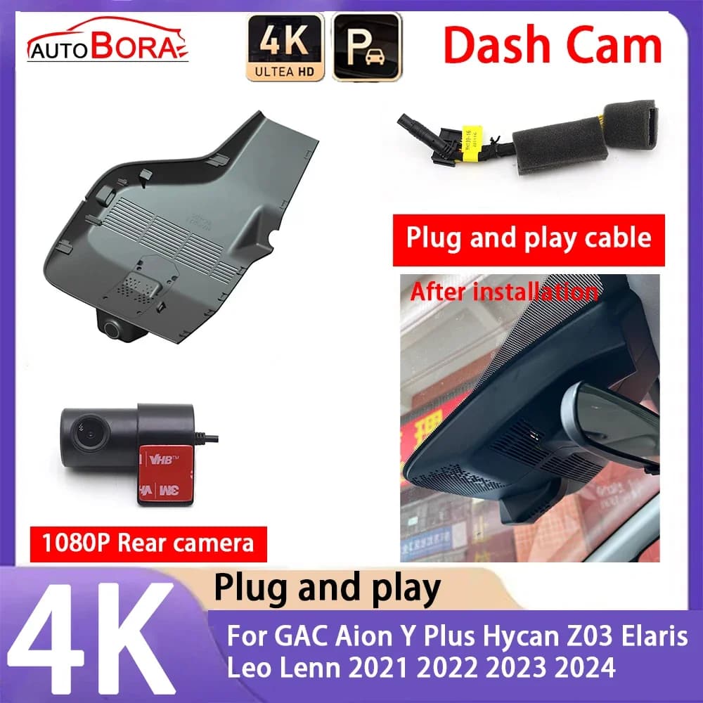 AutoBora Telecamera per Auto 4K 2160P Plug and Play, Dash Cam UHD con Visione Notturna per GAC Aion Y Plus Hycan Z03 Elaris Leo Lenn 2021~2024