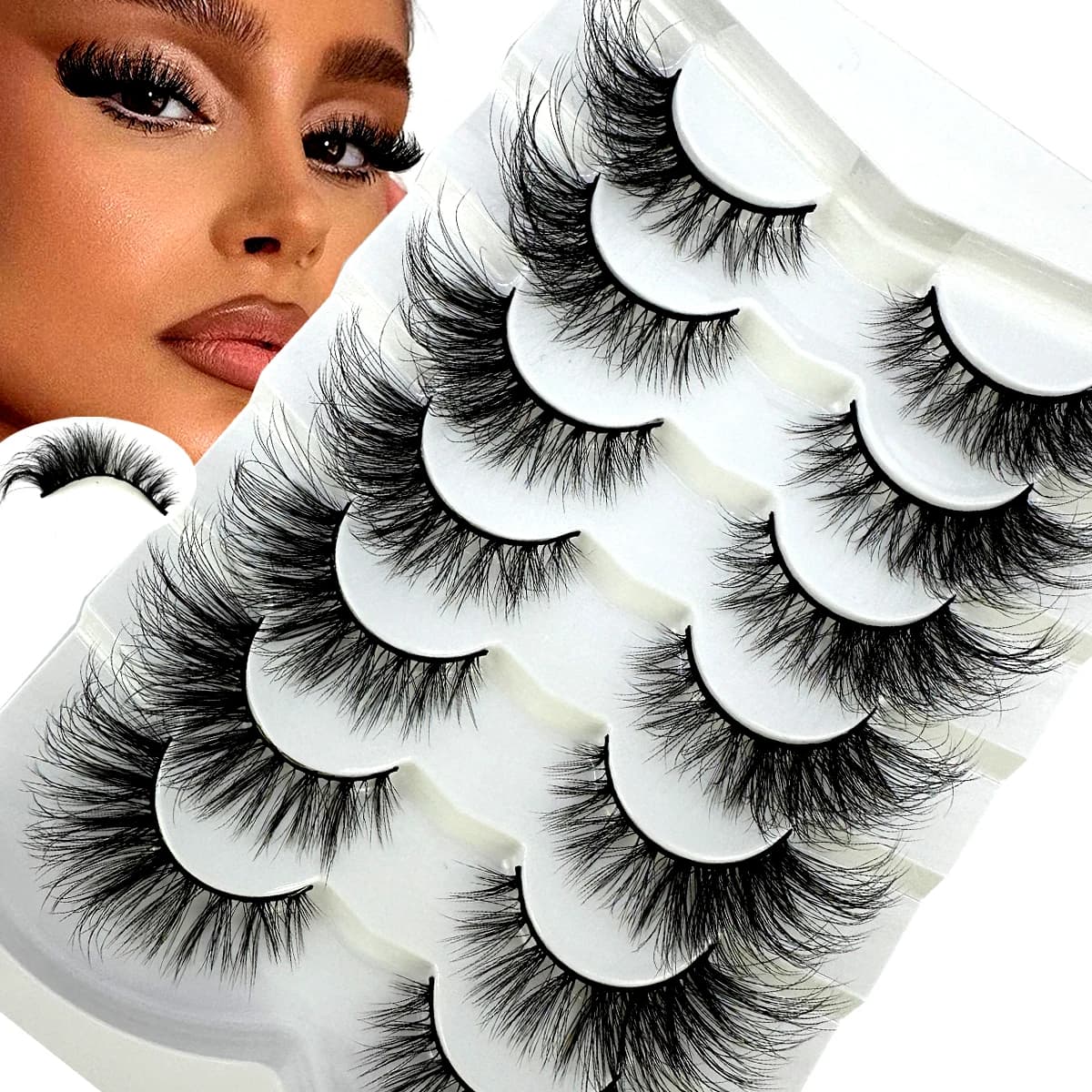 Nuovo 7 paia Ciglia Morbide 5D Soffici 3D Visone Ciglia Finte Cat Eye Ciglia Volume Visone Ciglia Finte Naturali Ciglia Finte