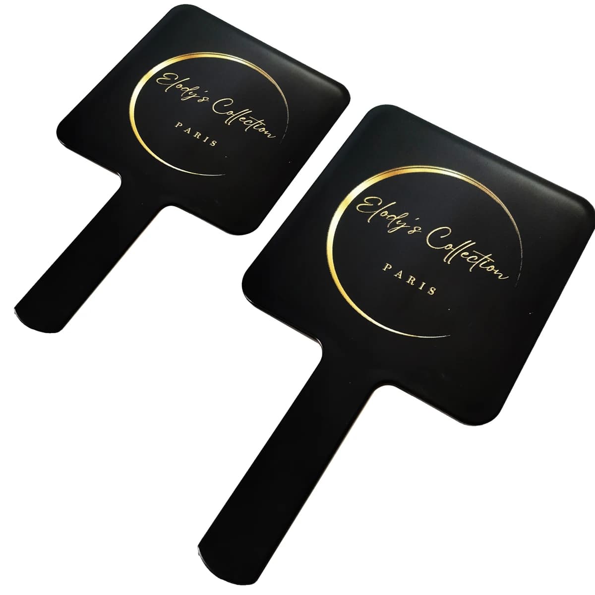 Wholesale Customize brand logo Cool Cute Handle square mirrors black heart mirrors for hair/cosmetics/beauty boutique supplier