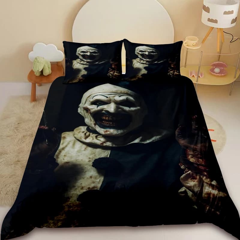 Copripiumino (Pennywise) - Set di biancheria da letto IT, include un copripiumino e due federe, misure singole/doppie, regalo per bambini.