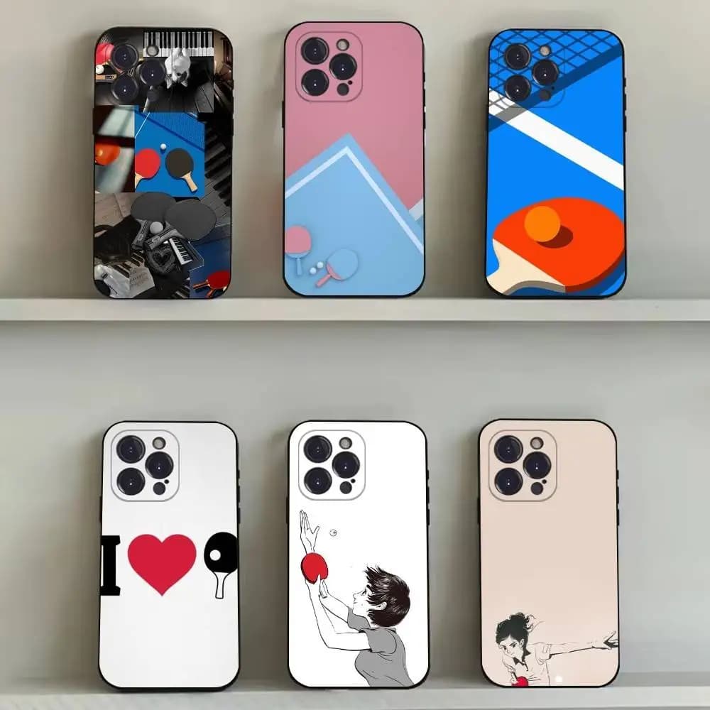 Ping pong phone case for ping pong rack for iPhone 16,15,14,13,12,11,Pro,Max,Plus,X,XS,SE4,E,Mini,soft black case