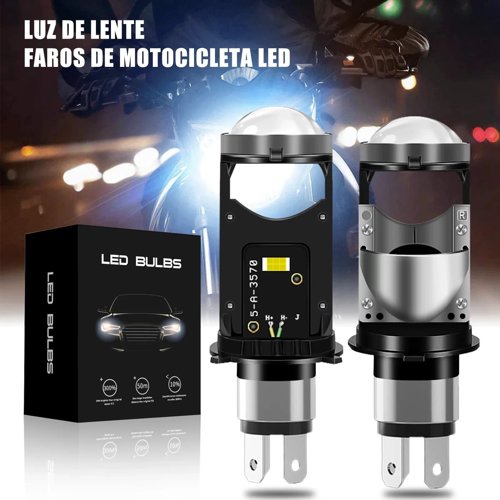 1 pz H4 Proiettore A LED Mini Auto Faro Lampadine Bi-LED Mini Lente Lente Proiettore Lenti H4 Faro A Fascio Alto Basso LED H4 per Auto Motore