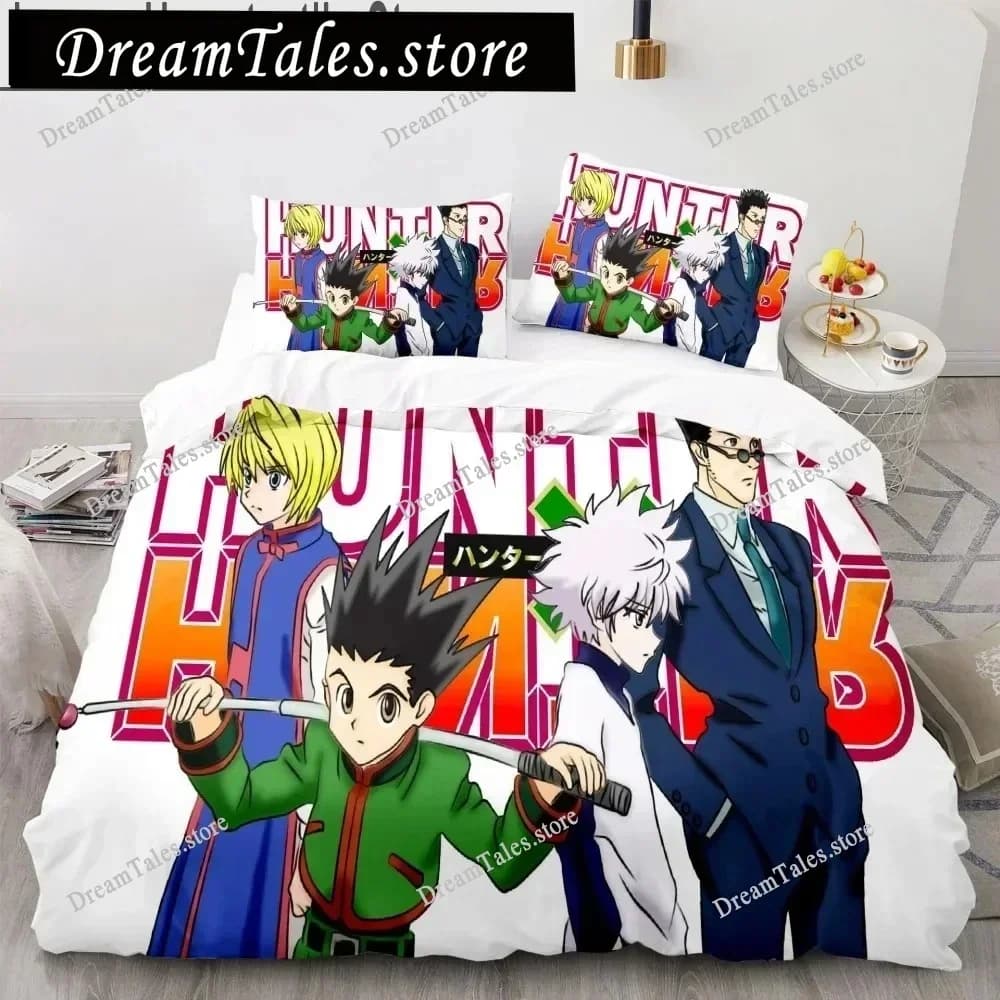 Set di Biancheria da Letto 3D Hunter X Hunter, Misure Twin, Full, Queen, Set Letto Anime per Bambini, Copripiumino, Decorazione per Camera da Letto 741