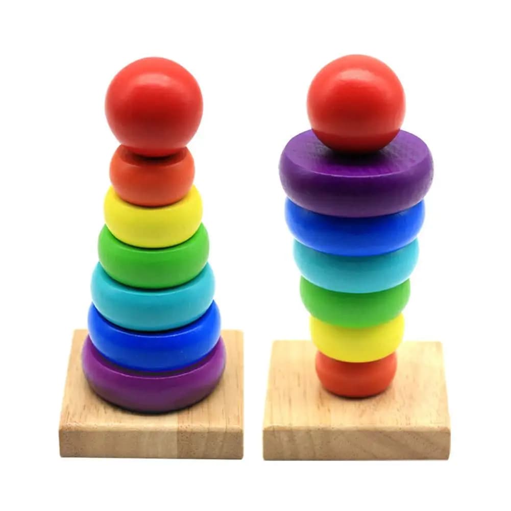 Giocattoli in blocchi di legno Montessori Torre di macaron in legno Giocattoli puzzle per bambini Blocchi di legno colorati per bambini Giocattoli di riconoscimento dei colori