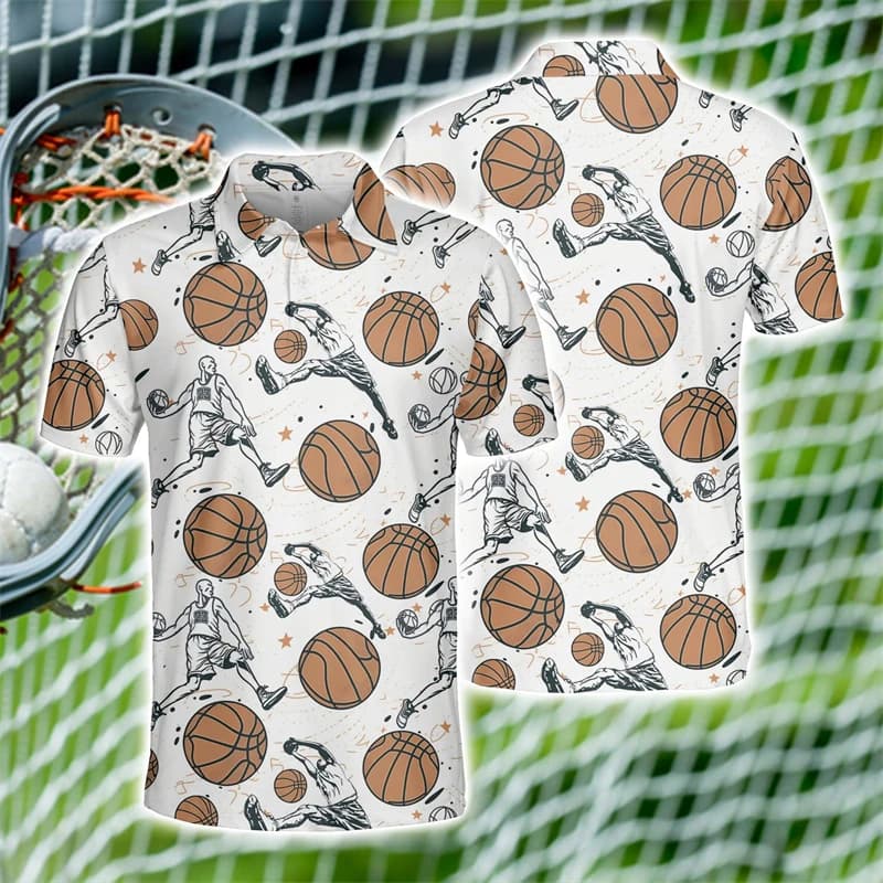 Moda basket stampa 3D Polo per uomo abbigliamento Hip Hop hawaiano manica corta palla Sport POLO maschile Jersey Tee Tops
