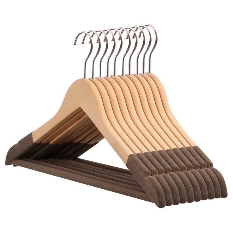 5Pcs Wooden Non-slip Hangers Solid Wood Hangers Clothing Store Wardrobe Wooden Clothes Hangers Home Seamless Adult Clothes Rack