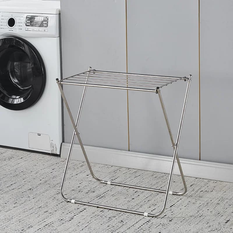 Folding Floor Drying Rack Portable Stainless Steel Towel Rack for Balcony Sunroom Bathroom Compact Laundry Hanger Clothes Hanger