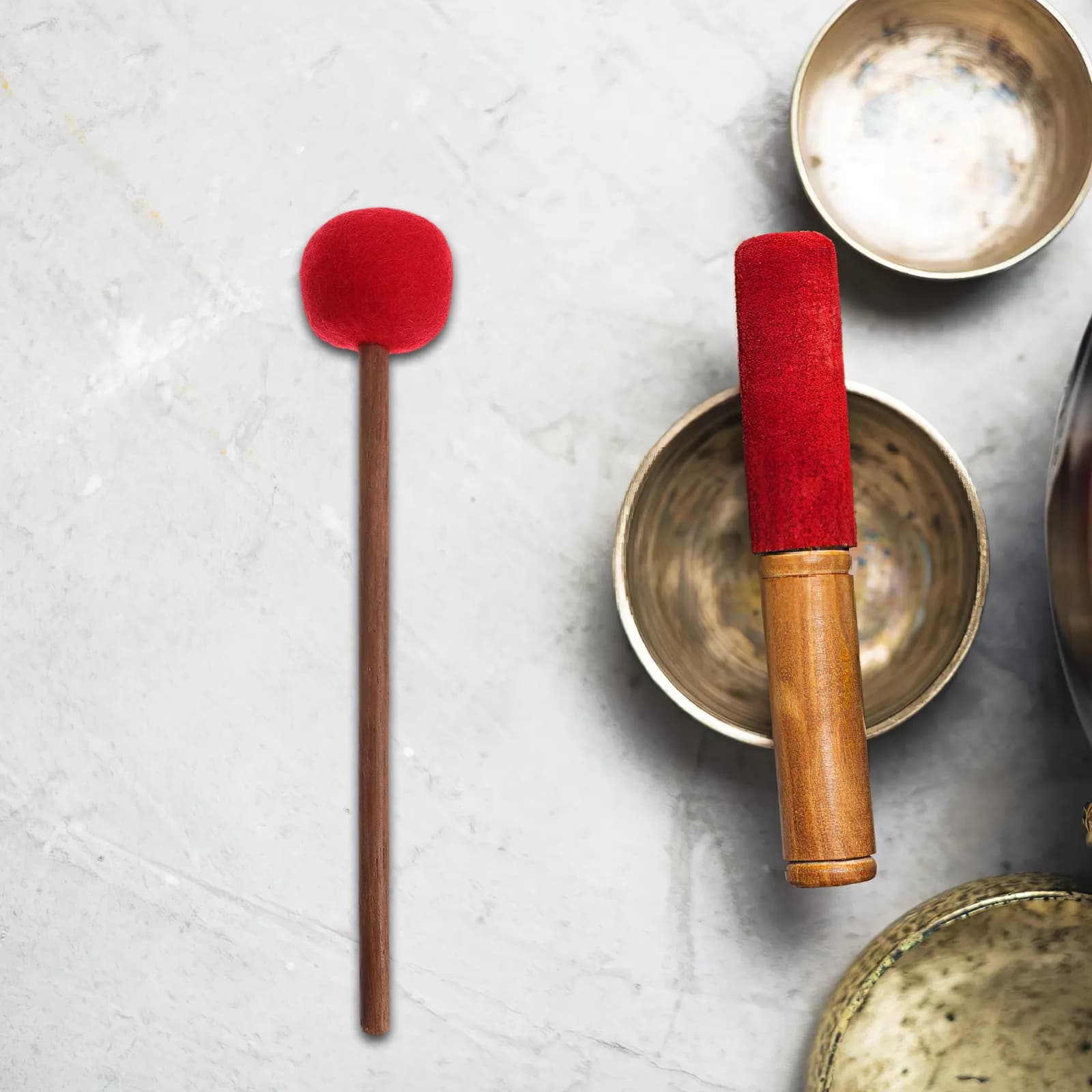 Handcrafted Singing Bowl Mallet Wooden Striker with Natural Wool Felt for Meditation Sound Healing Yoga Tibetan Bowl Accessories