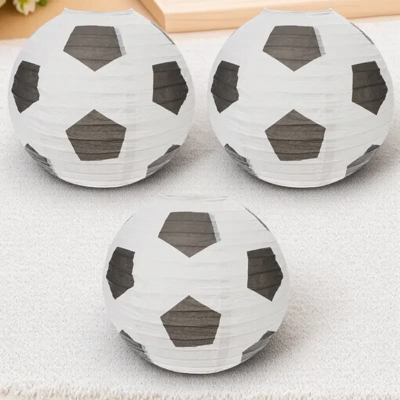 3 Lanterne di Carta a Forma di Pallone da Calcio, Decorazioni per Feste, Lanterne Sospese a Forma di Palla Sportiva per Celebrazioni