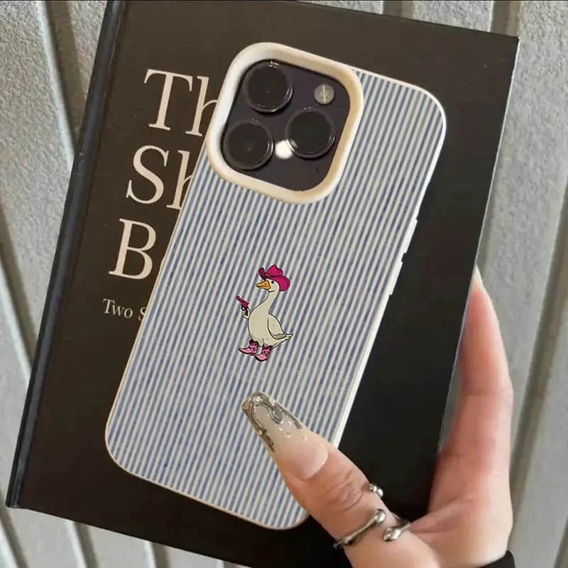 Western Cowboy Goose Stripe Pattern Phone Case For iPhone 17 Pro Max 16 15 14 13 12 11 Pro 14 15 Plus 17 Air Silicone Soft Cover