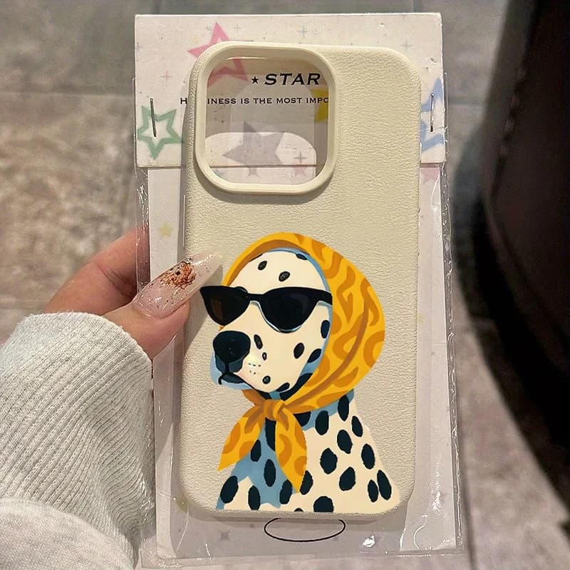 Vintage Headscarf Sunglasses Dog Phone Case for iPhone 17 Air 16 E 15 14 Plus 13 12 11 Pro Max XS Max Shockproof Silicone Cover