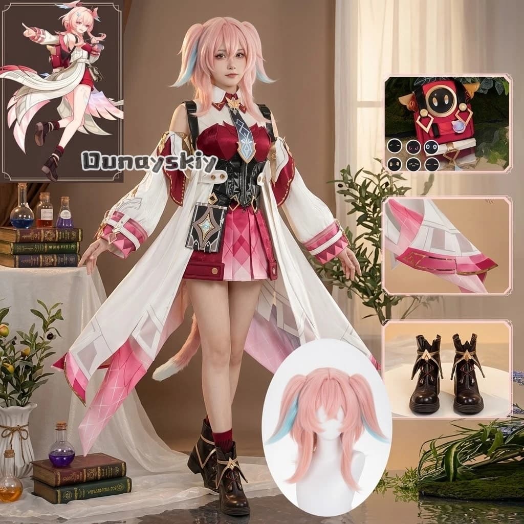 Costume cosplay Linnea del gioco Genshin Impact, set completo per Halloween e Natale, ideale per feste a tema e giochi di ruolo