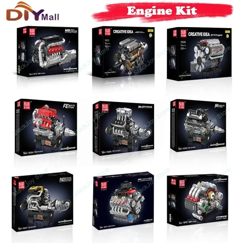 Mould King Technical Engine Building Blocks V8 W16 Supercar Mechanical City Bricks STEM Educational Assembly Construction Toys