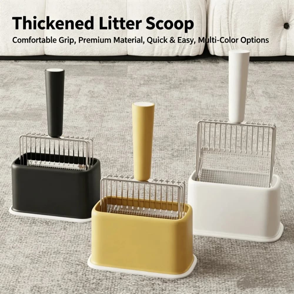 Metal Cat Litter Shovel Set with Base Detachable Portable Plastic Pet Supplies Fine Hole Cat Litter Shovel Stainless Steel