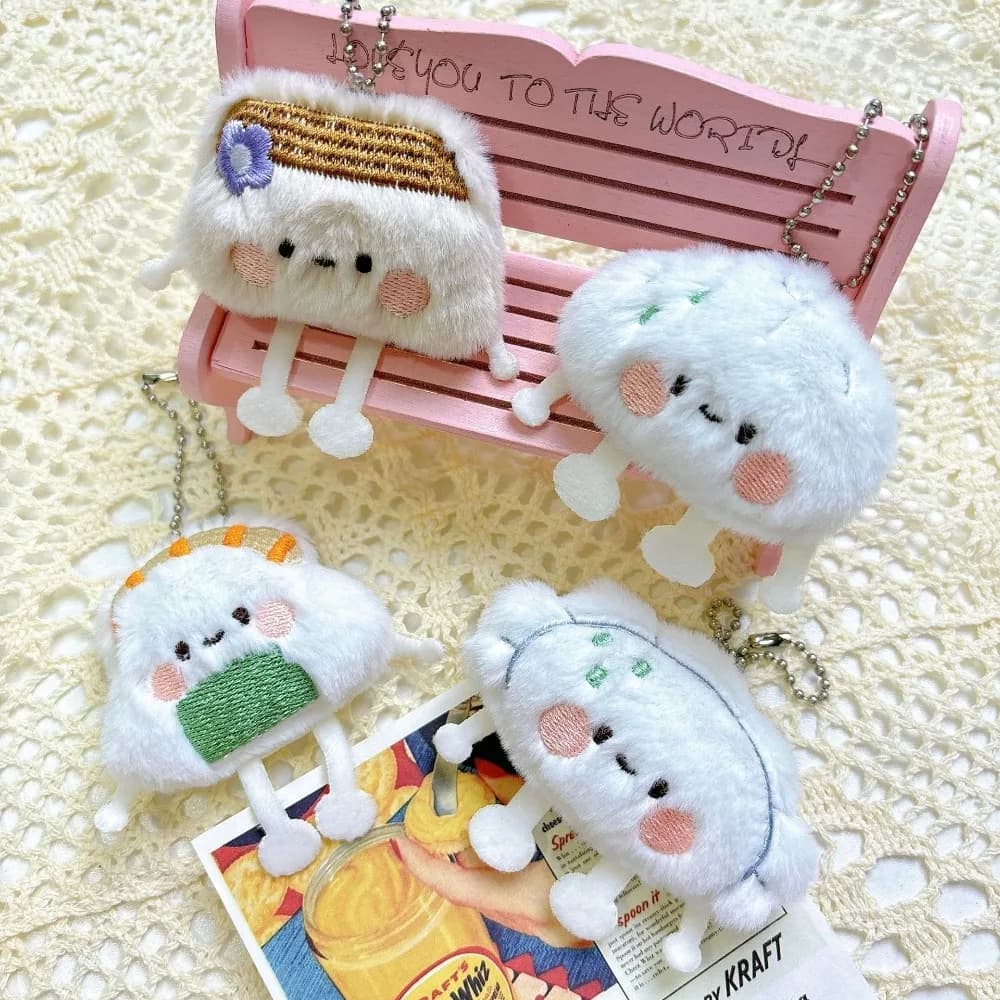 Simpatico portachiavi in peluche Cibo graffetta Portachiavi Kawaii Gnocchi Borsa per sushi Ciondoli con ciondolo Portachiavi per auto Accessori Donna Coppie Regalo
