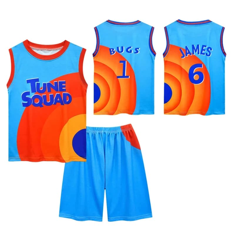 Ragazzi Ragazze Space Jam 2 Jersey Vestiti Jamed Tune Squad Basket Cosplay Gilet Pantaloncini Tuta Uniforme Tuta sportiva Abbigliamento per bambini