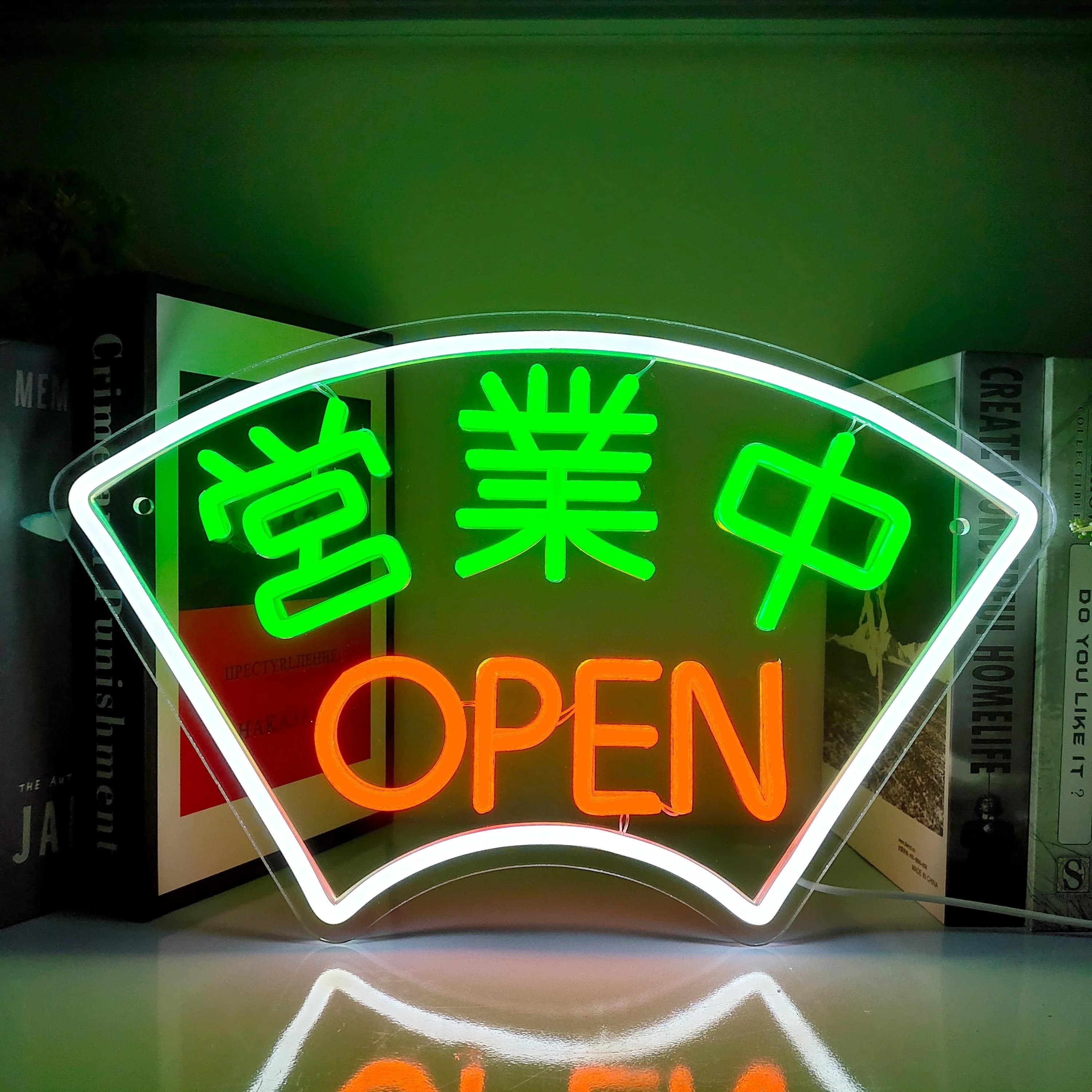 Insegna al neon aperta giapponese Luce al neon a LED alimentata tramite USB dimmerabile per ristorante Bar Negozio Garage Officina Decorazioni aziendali Commerciale