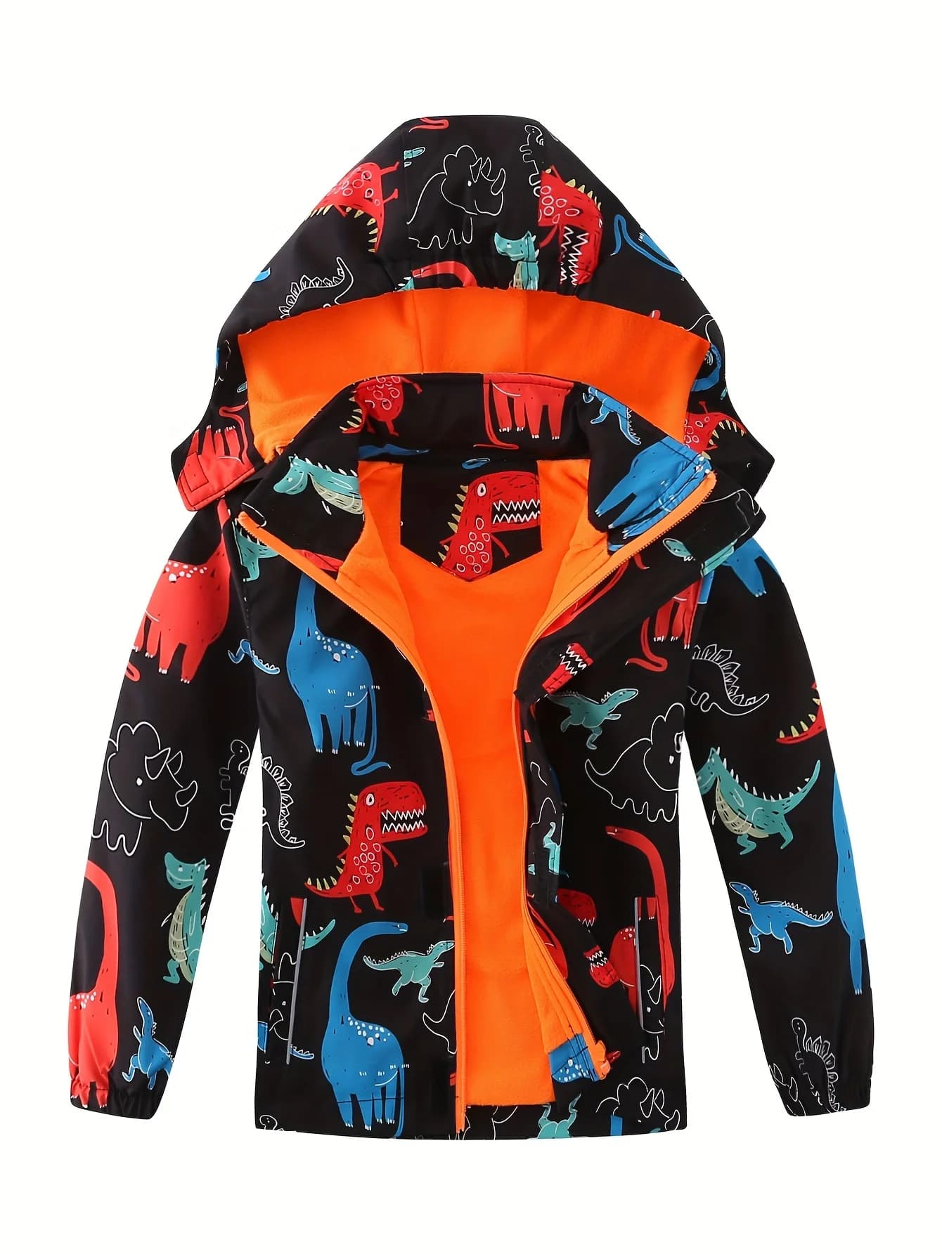 Giacca da dinosauro per bambini con cappuccio antivento caldo autunno inverno cappotto da cartone animato giacca a vento moda capispalla per bambini