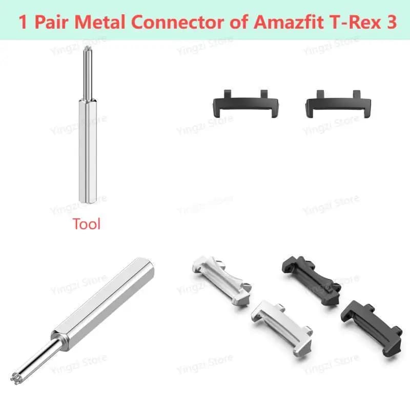 1 paio di connettori in metallo per Huami Amazfit T-Rex 3 Smart Watch Adattatore connettore per accessori braccialetto T-Rex3