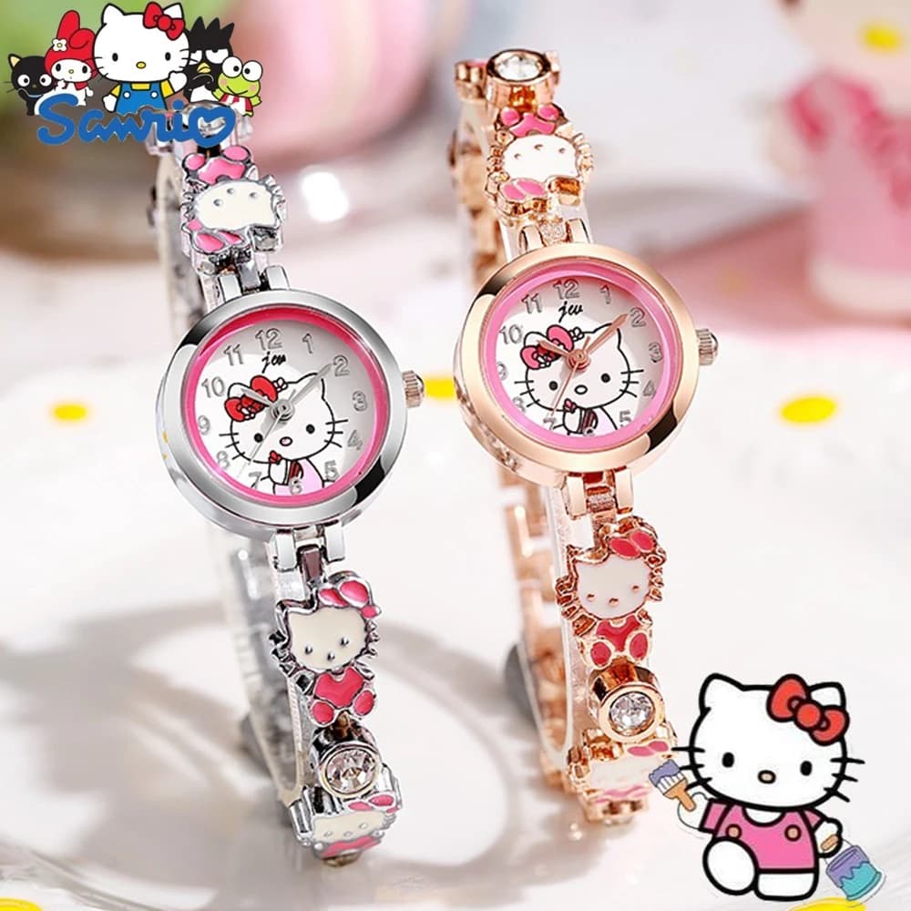 Ladies' Watch Hello Kitty Fashion With Diamonds, Strap with Character Hello Kitty, Refined Dial, Quartz Clock for Student