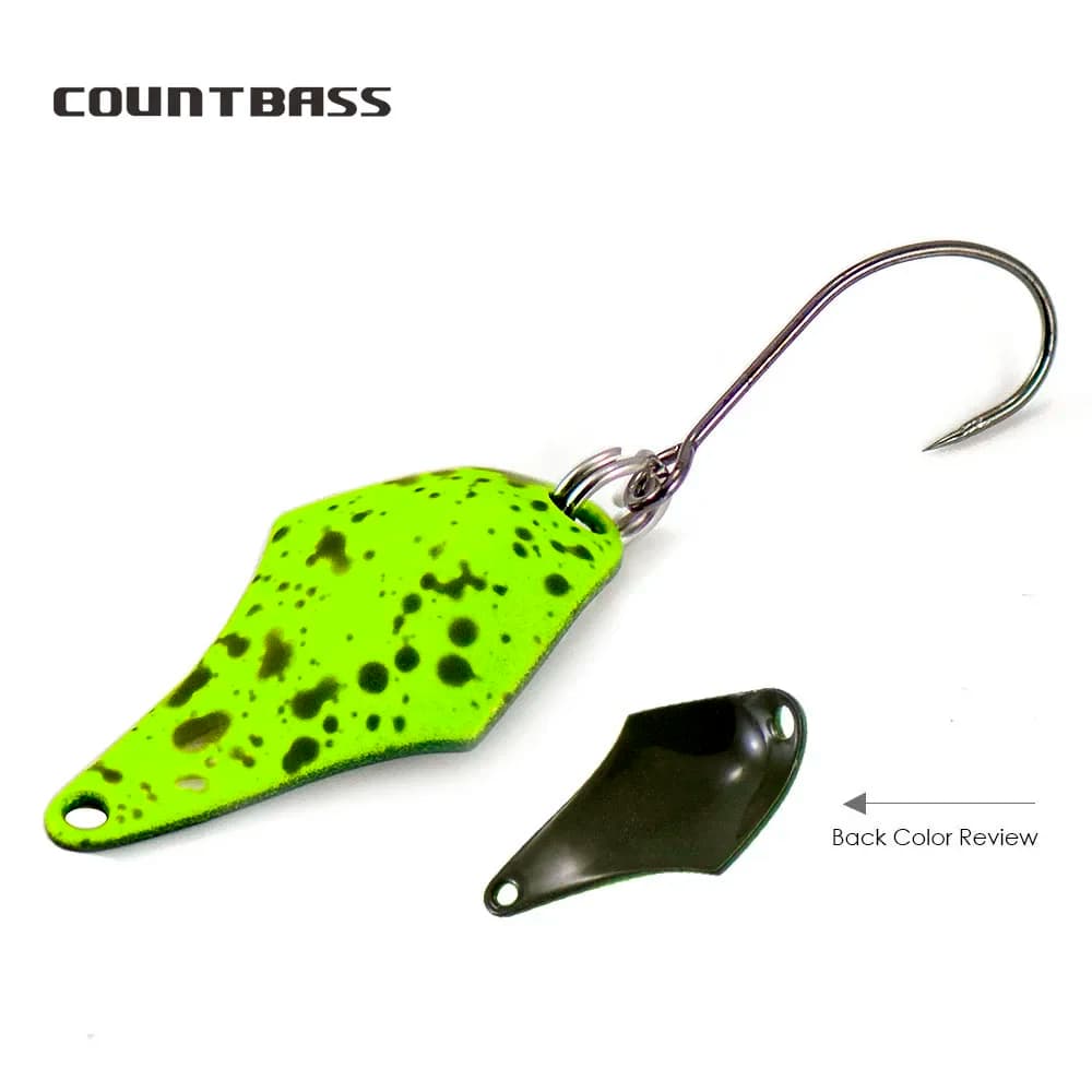 COUNTBASS 5/64oz 2g Cucchiaio da lancio con gancio senza ardiglione Salmone Trota Luccio Spigola Metallo Ottone Esche da pesca