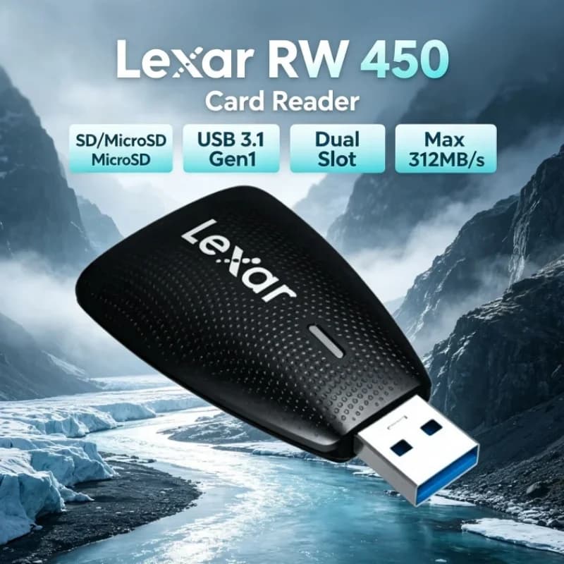Lexar RW450 USB 3.1 Card Reader 2-in-1 UHS-II SD MicroSD TF Card Adapter 312MB/s High Speed Memory Card Reader for Laptop PC