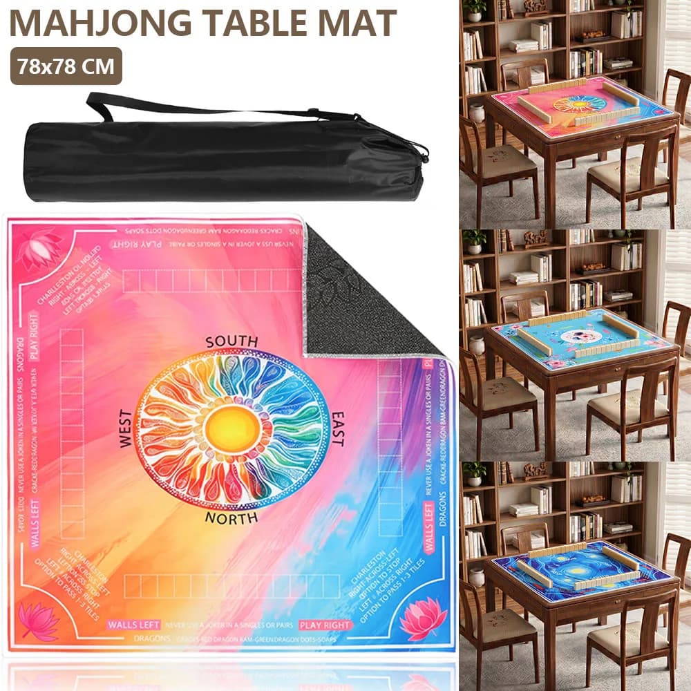 Tappetino per Mahjong 78x78 CM, Tappeto da Gioco in Gomma Antiscivolo, Silenzioso, Decorazione da Tavolo per Poker e Giochi da Tavolo