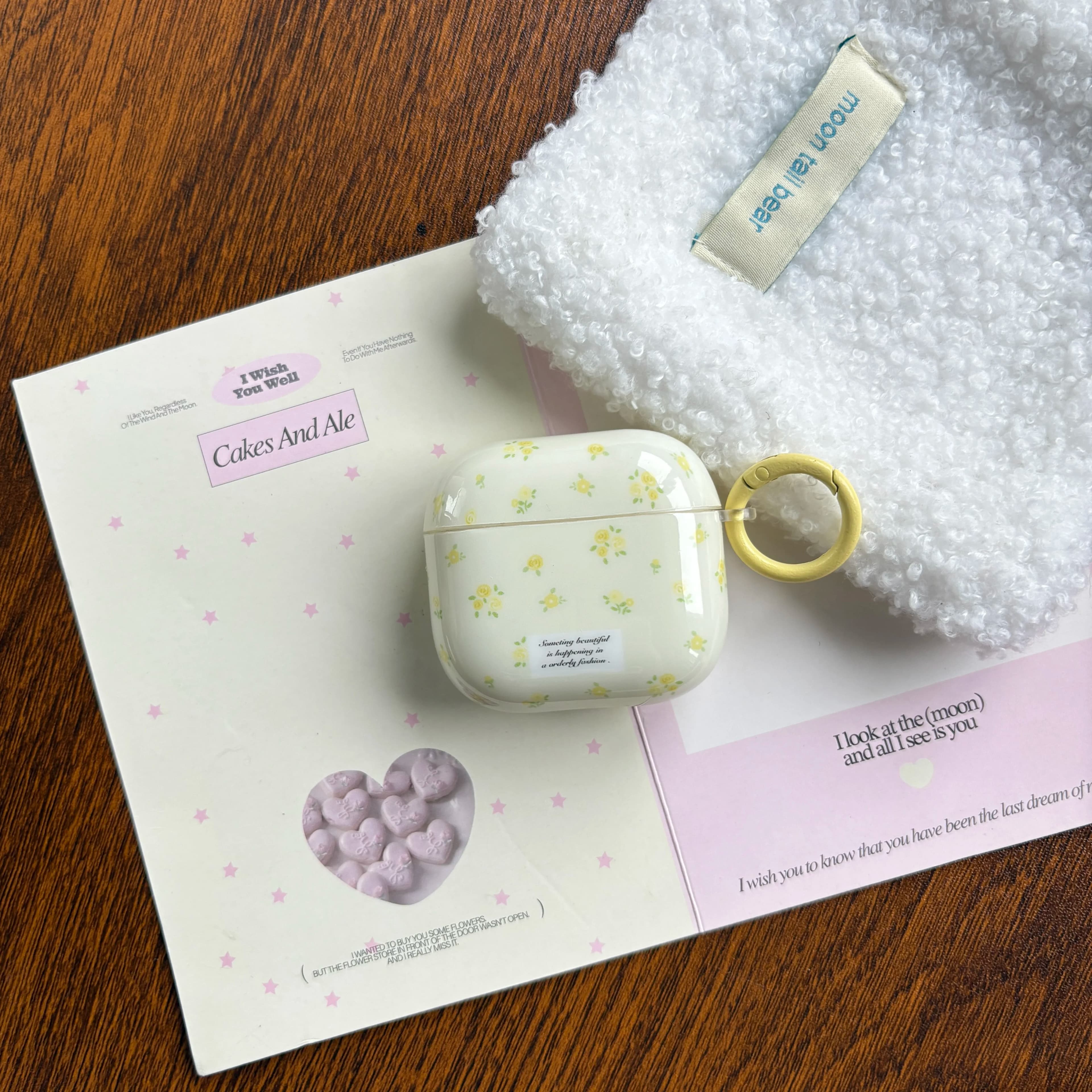 Bellissima custodia protettiva per auricolari floreale giallo rosa a schermo intero con copertura ad anello giallo per AirPods 1 2 3 4 Pro Pro2