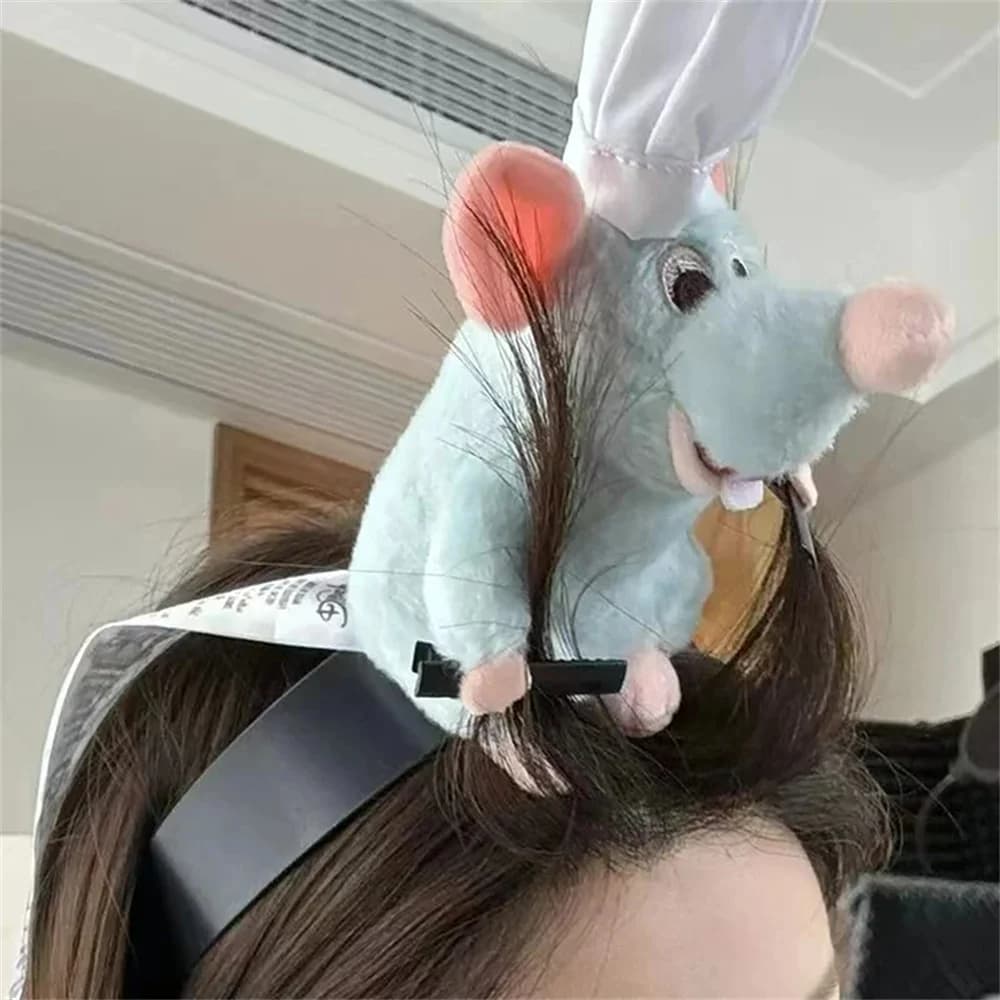 Creativo Divertente Ratatouille Cartoon “Fascia per capelli carina” Peluche Mouse Doll Clip per capelli a tesa larga Accessori per capelli Copricapo Ragazza Bambino