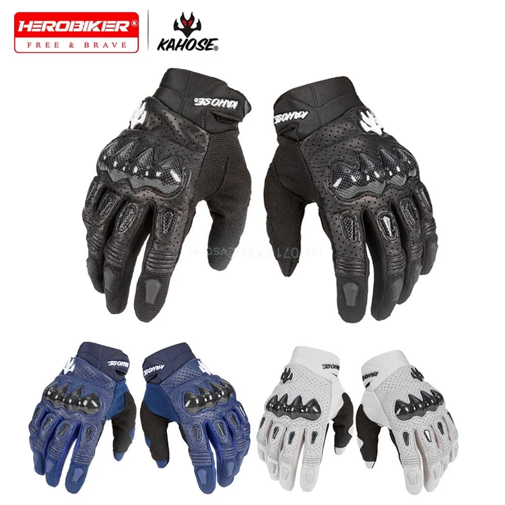 Guanti Estivi da Moto, Guanti Touch Screen per Motocross e Dirtbike, Guanti in Pelle per Mountain Bike, Antiscivolo e Resistenti all'Usura
