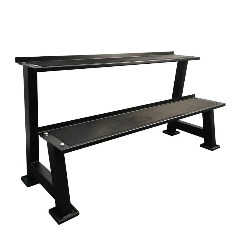 Rack multifunzionale a doppio strato per kettlebell, supporto per studio di allenamento privato, rack per kettlebell a 2 piani