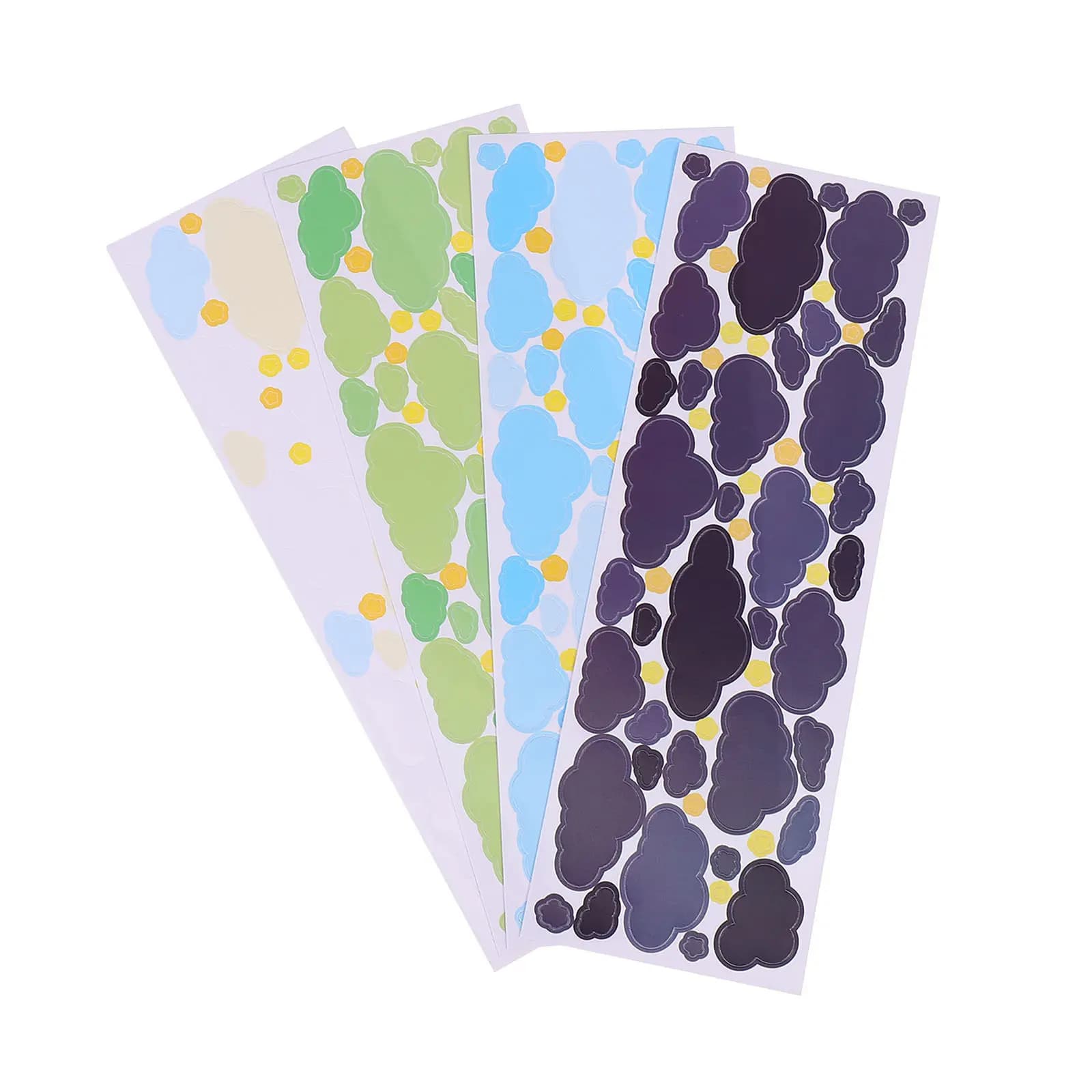 Set di 4 Fogli di Adesivi Decorativi a Tema Nuvole, Adesivi Cartoon Fai-da-Te per Scrapbook, Planner, Quaderni, Diari, Album di Viaggio, Artigianato
