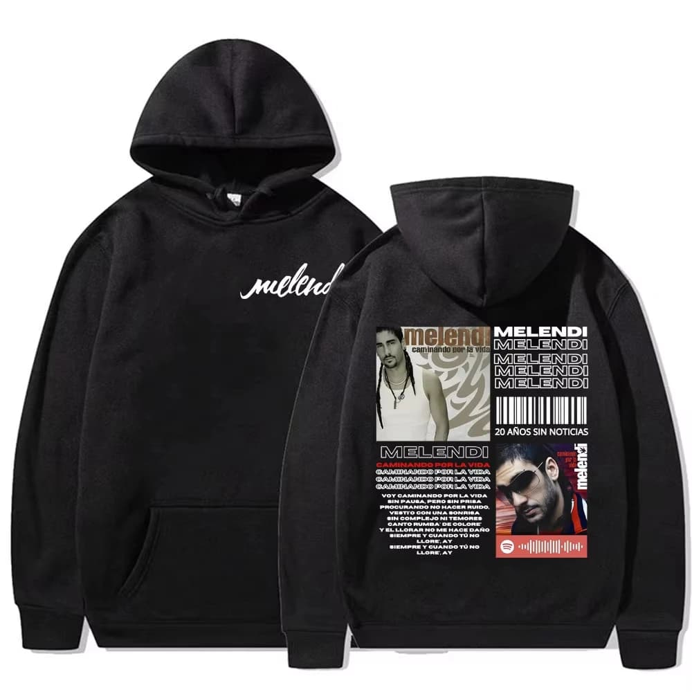 Felpe con Cappuccio Rapper Melendi Caminando Por La Vida 2026 Tour, Moda Hip Hop Oversize per Uomo e Donna, Felpe Casual Stile High Street