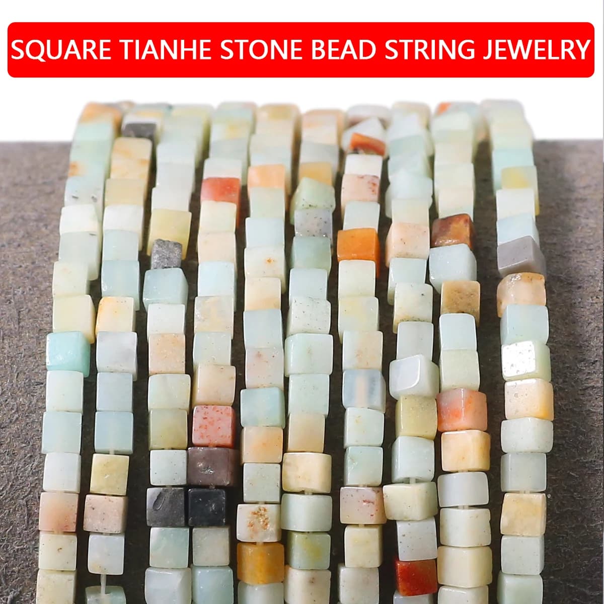 Perline Quadrate in Pietra Naturale Tianhe 2x2mm, Fatte a Mano, per Gioielli Fai-da-Te, Bracciali, Collane e Accessori Decorativi