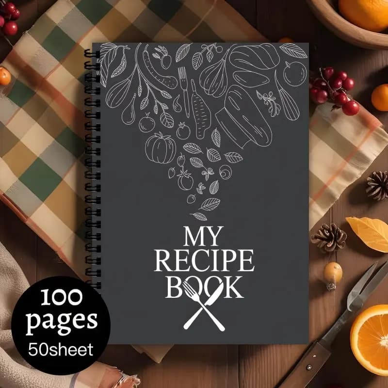 A5 Color Inner Page Recipe Notebook, Blank Pages for Cooking Enthusiasts, Ideal Gift for Food Enthusiasts, Recipe Planner