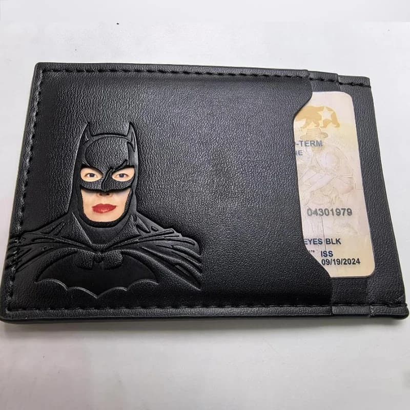 2026Leather Bat Wallet Personalized Superhero Mask Card Holder Bat ID Heroic Wallet Gift