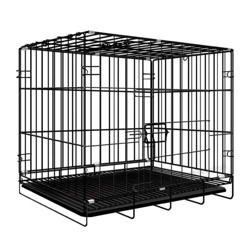 Gabbia Pieghevole in Metallo per Cani con Due Porte, Trasportino per Animali Domestici, Cuccia Grande, Gabbia Pieghevole per Animali