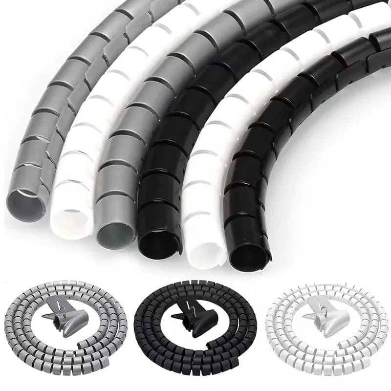 2m Flexible Spiral Cable Wire Protector Cable Organizer Computer Cord Protective Tube Clip Organizer Management Tools 16/10mm
