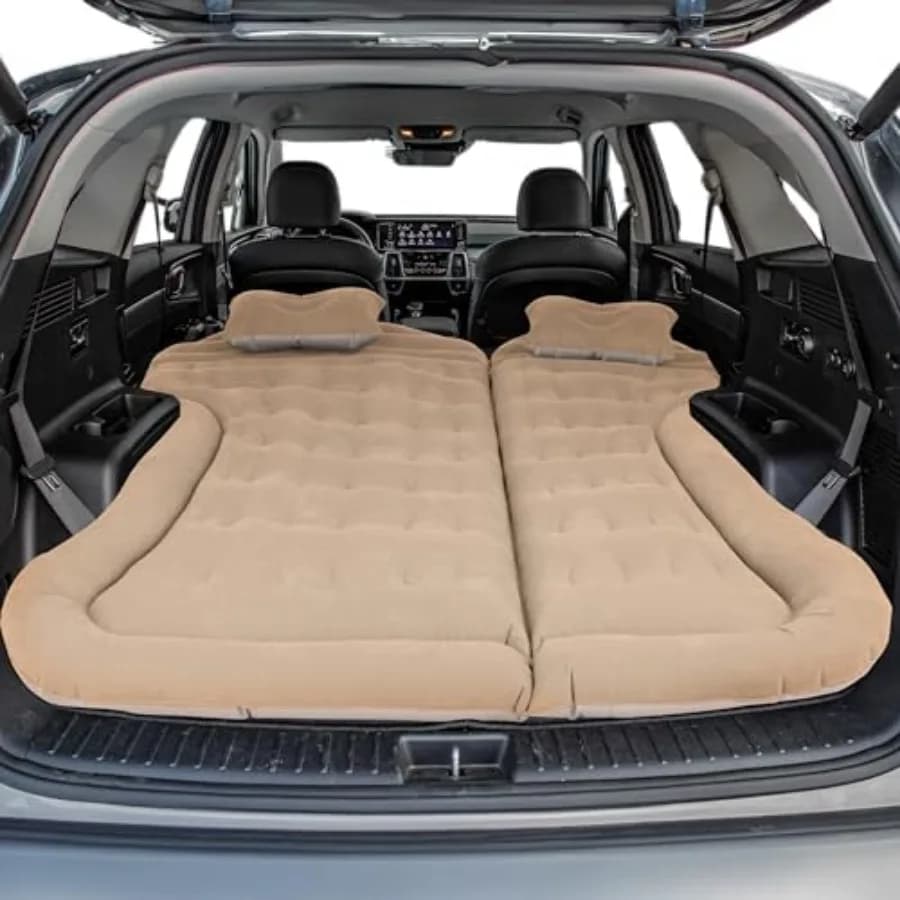 Materasso Gonfiabile - Materasso ad Aria per Auto, SUV o Tenda con Pompa Ausiliaria e 2 Cuscini Gonfiabili - Attrezzatura da Campeggio per Auto di Outd