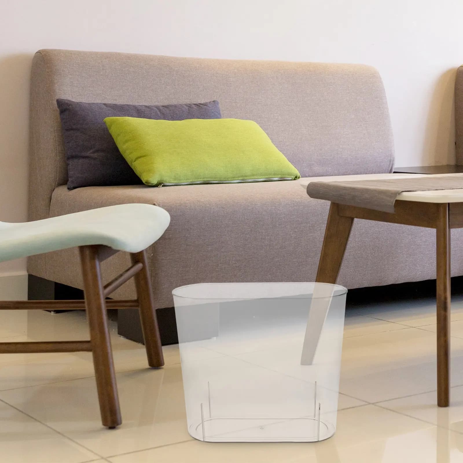 Clear Slim Trash Can Multi Functional Plastic Garbage Bin Rubbish Container for Kitchen Bathroom Bedroom Office Recycle