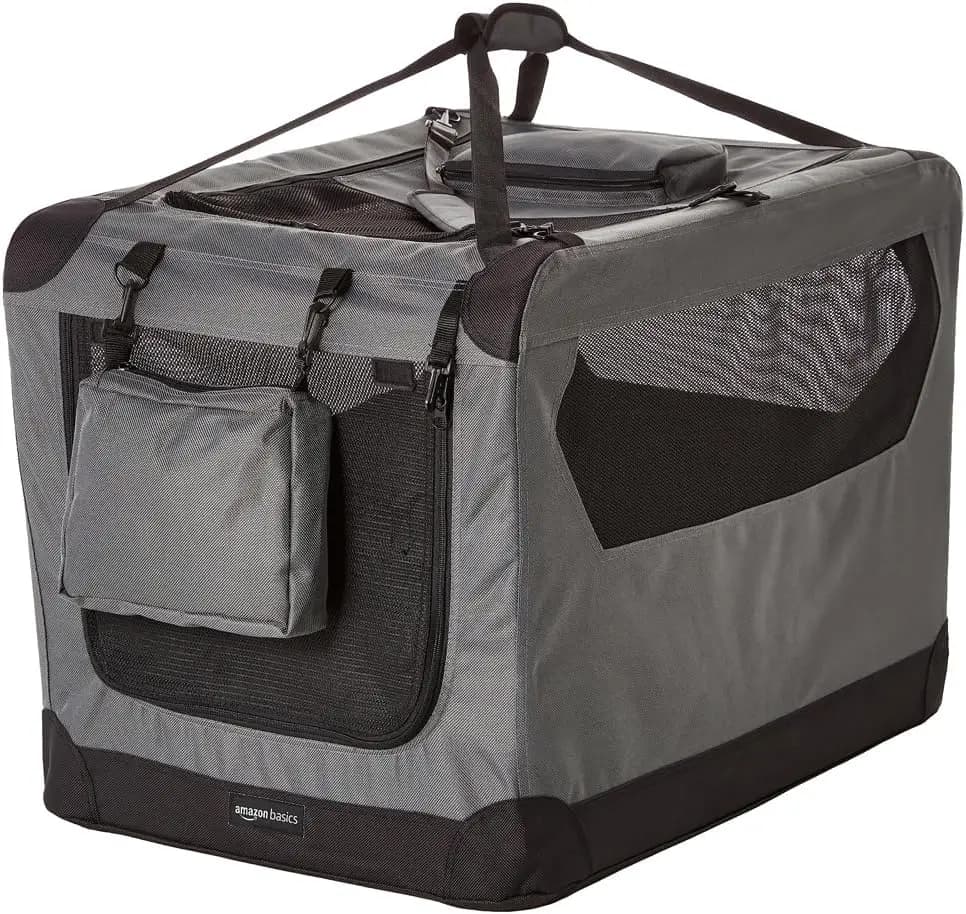 Trasportino Morbido Portatile per Cani con Cuscino in Pile, 76 x 53 x 53 cm, Grigio - Letto da Viaggio Pieghevole
