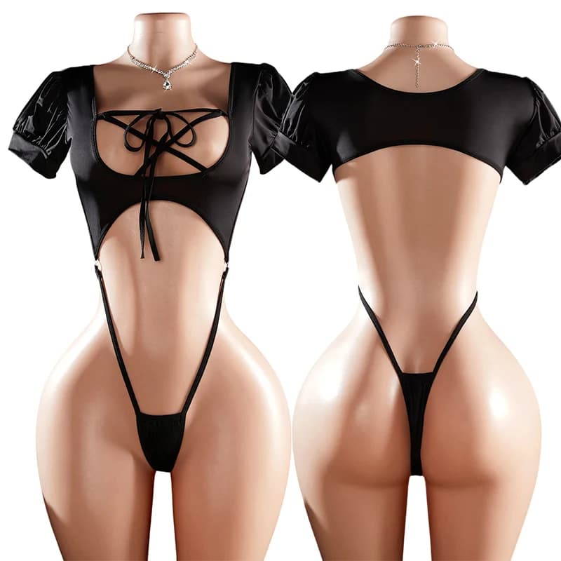 Women's Lingerie Passion Sex Pajamas Set Hot Babydoll Erotic Backless Crotch Bodysuit Sexy Hollow Out Open Temptation Uniform