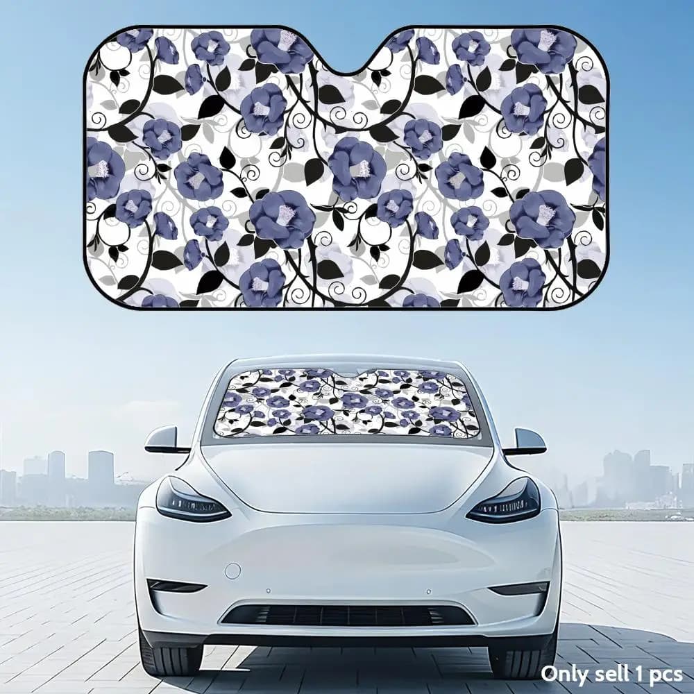 Parasole per Auto con Motivo Floreale, Riutilizzabile in Alluminio, Protezione UV e Isolamento Termico